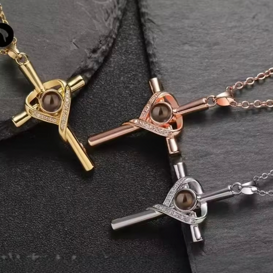 Collar cruz con foto personalizada - Eterna Huella