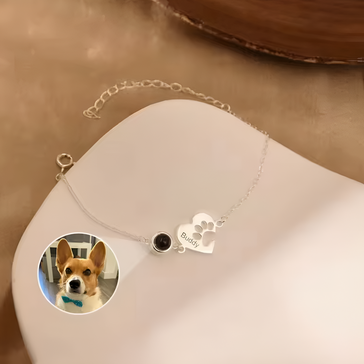 Pulsera Corazón Huella con foto proyectada - Eterna Huella