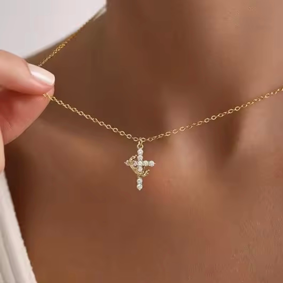 Collar cruz con corona - Eterna Huella