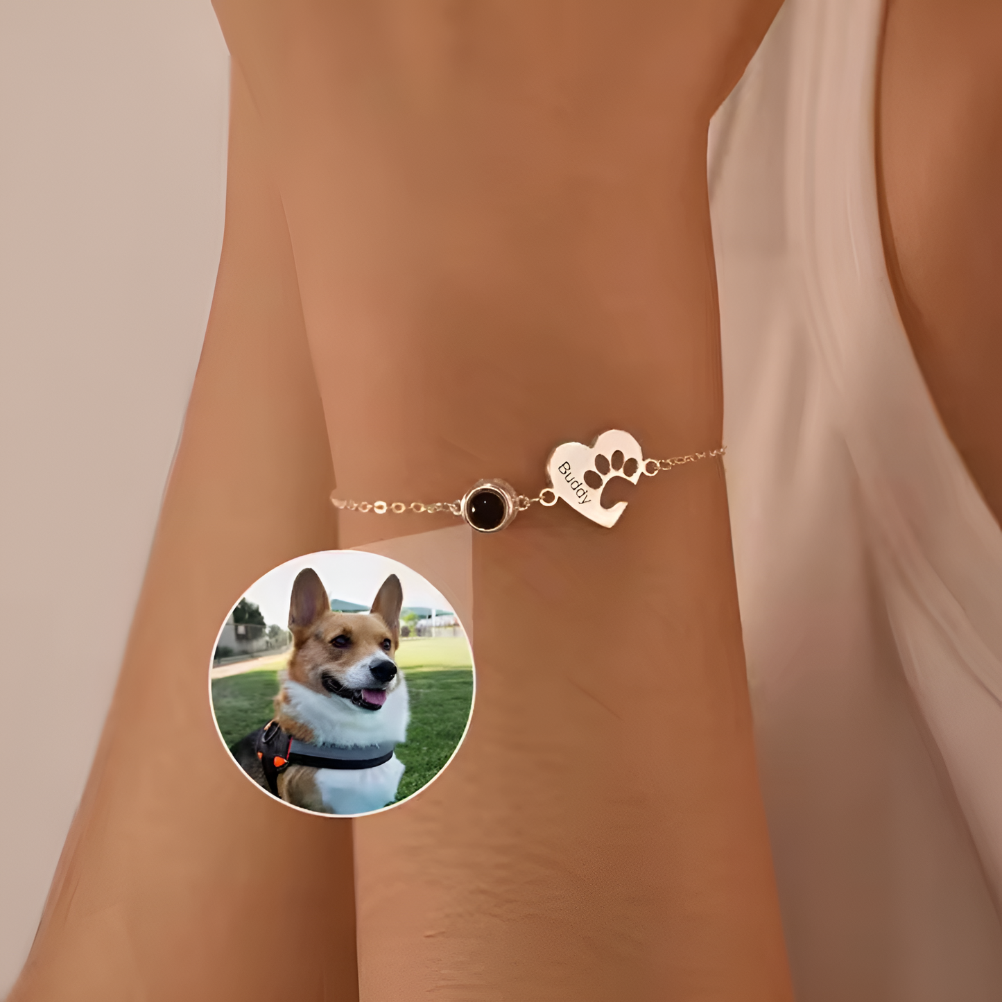 Pulsera Corazón Huella con foto proyectada - Eterna Huella