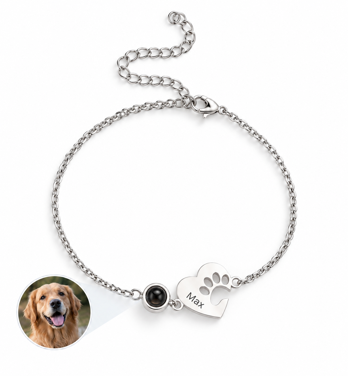Pulsera corazón Huella con foto proyectada