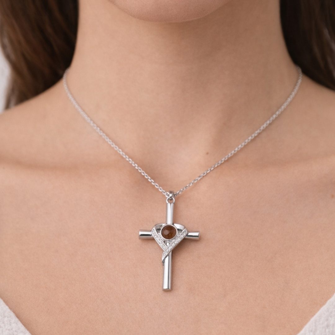 Collar cruz con foto personalizada - Eterna Huella