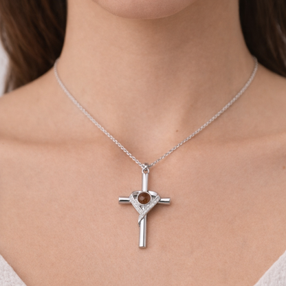 Collar cruz con foto personalizada - Eterna Huella