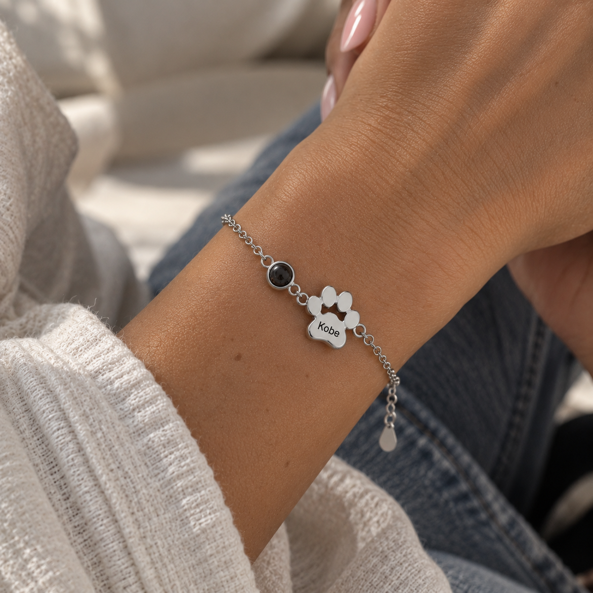 Pulsera huella con nombre y foto