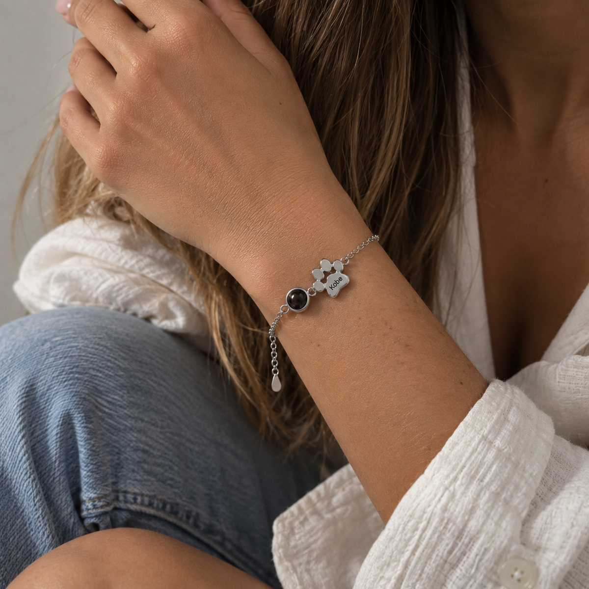 Pulsera huella con nombre y foto