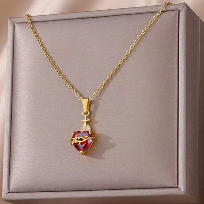 Collar cruz de corazón - Eterna Huella