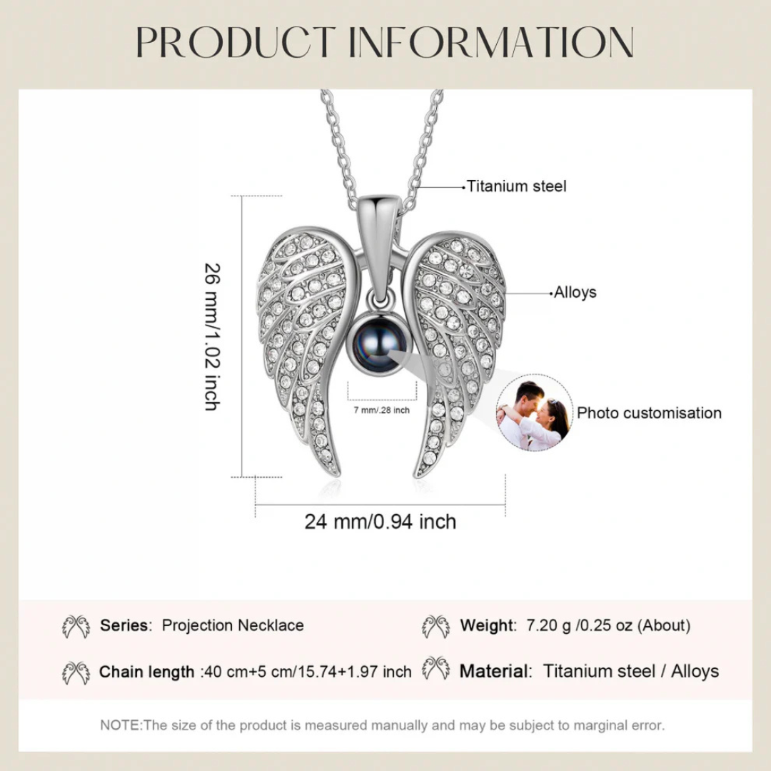 Collar alas de ángel con foto personalizada - Eterna Huella