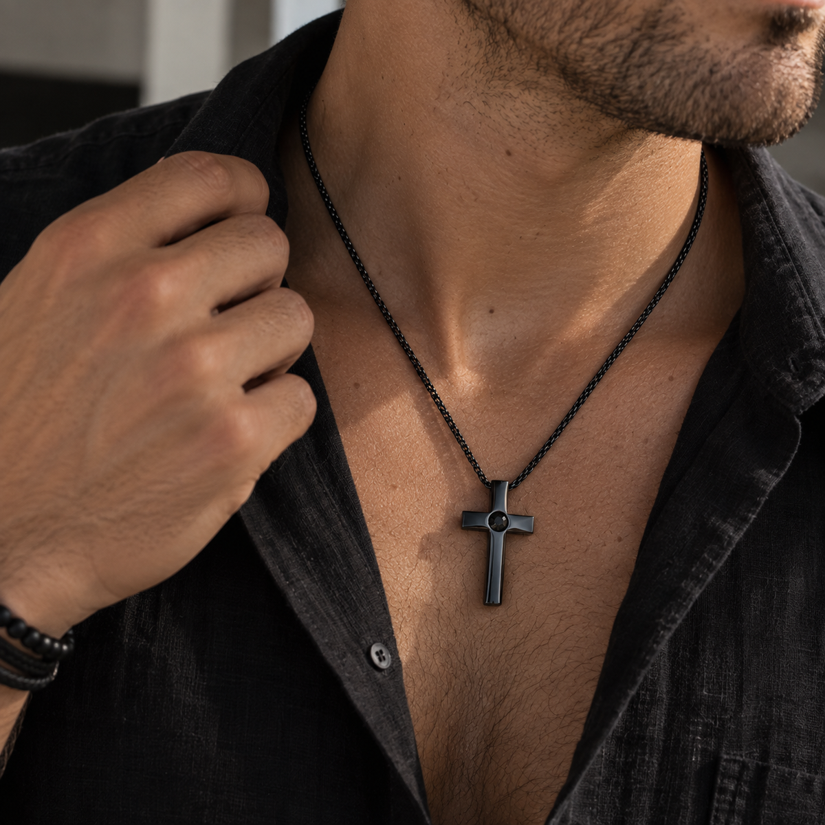 Collar cruz plana con foto personalizada