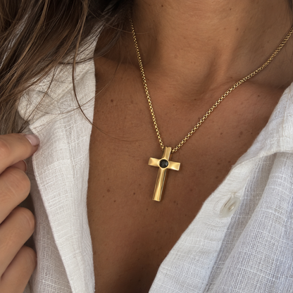 Collar cruz plana con foto personalizada