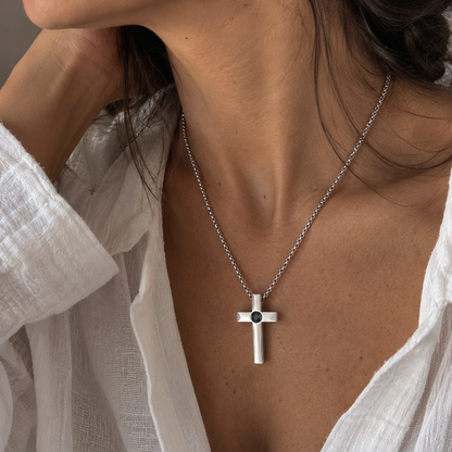 Collar cruz plana con foto personalizada