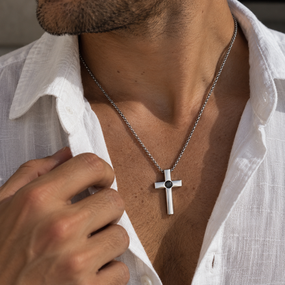 Collar cruz plana con foto personalizada