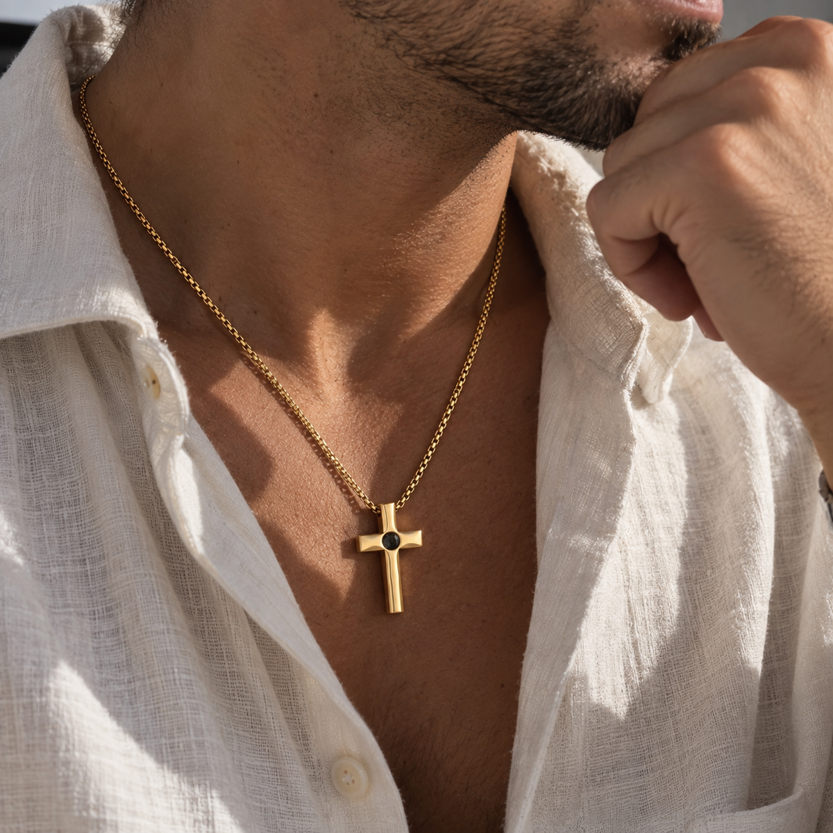 Collar cruz plana con foto personalizada