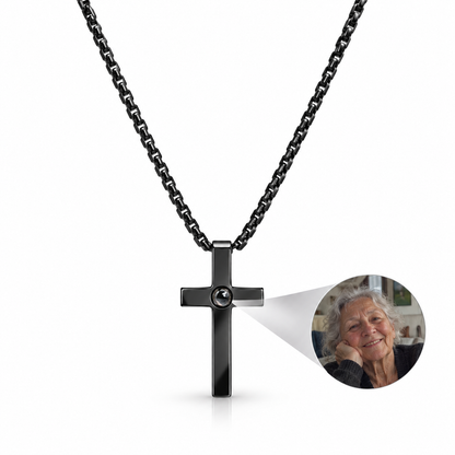 Collar cruz plana con foto personalizada