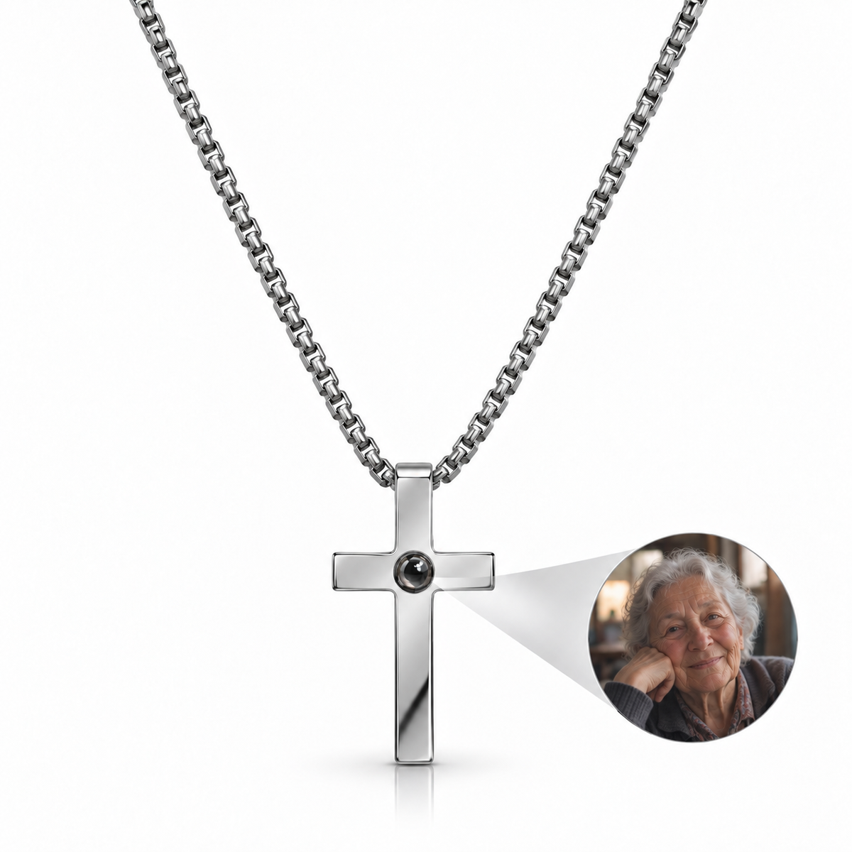 Collar cruz plana con foto personalizada